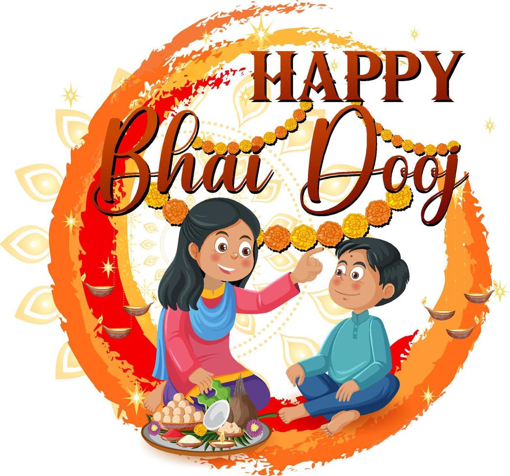 Happy Bhai Dooj Poster Design vector