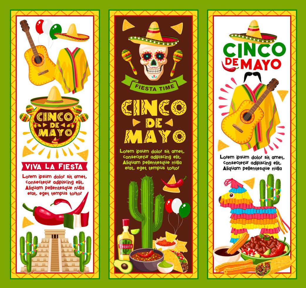 banners vectoriales para la festividad mexicana del cinco de mayo vector