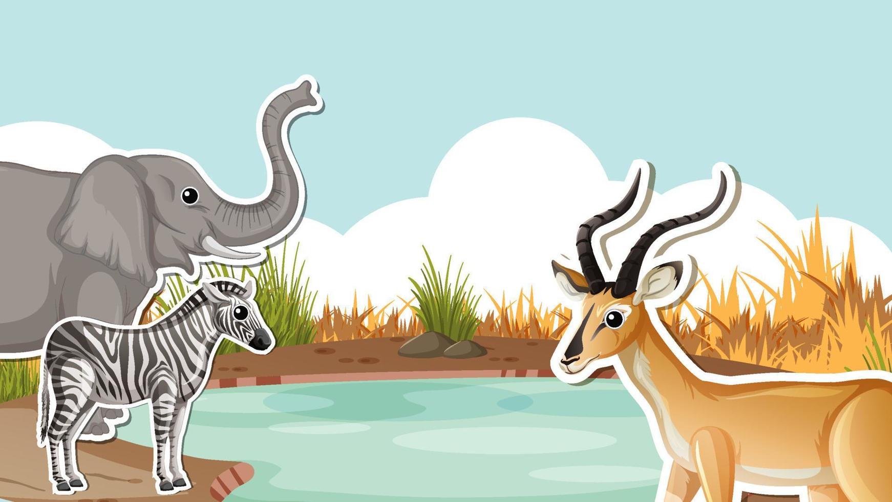 Thumbnail design with wild animals vector