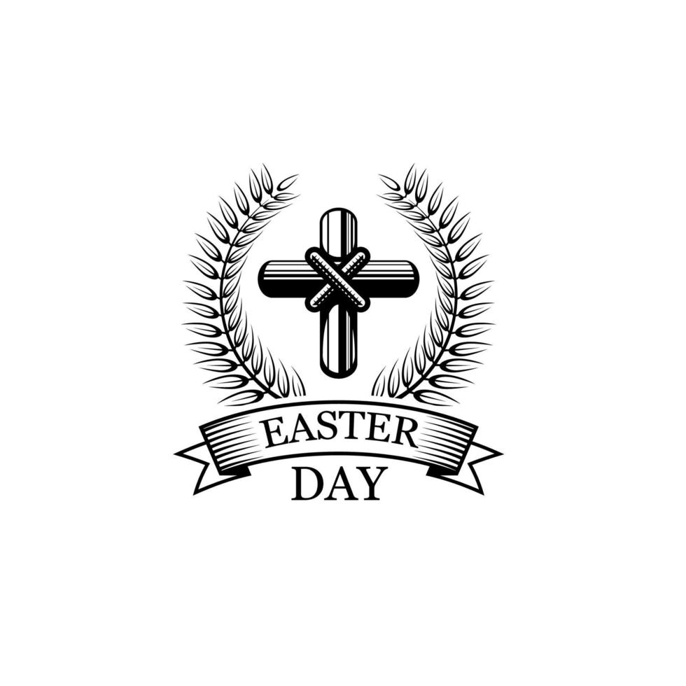 Easter Day crucifix vector religious holiday icon