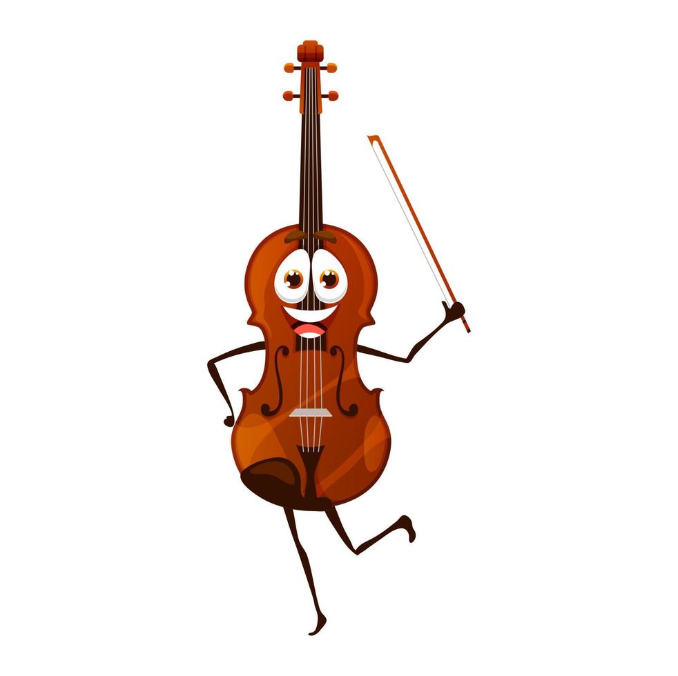 personaje de dibujos animados bailando violín, violín aislado vector