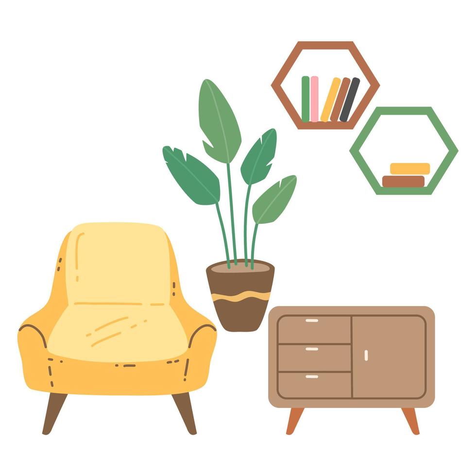 houseplants growing in pots vector