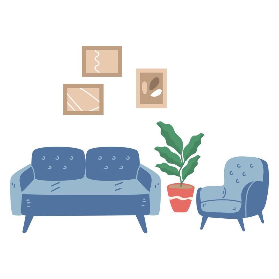 Cozy living room interior vector