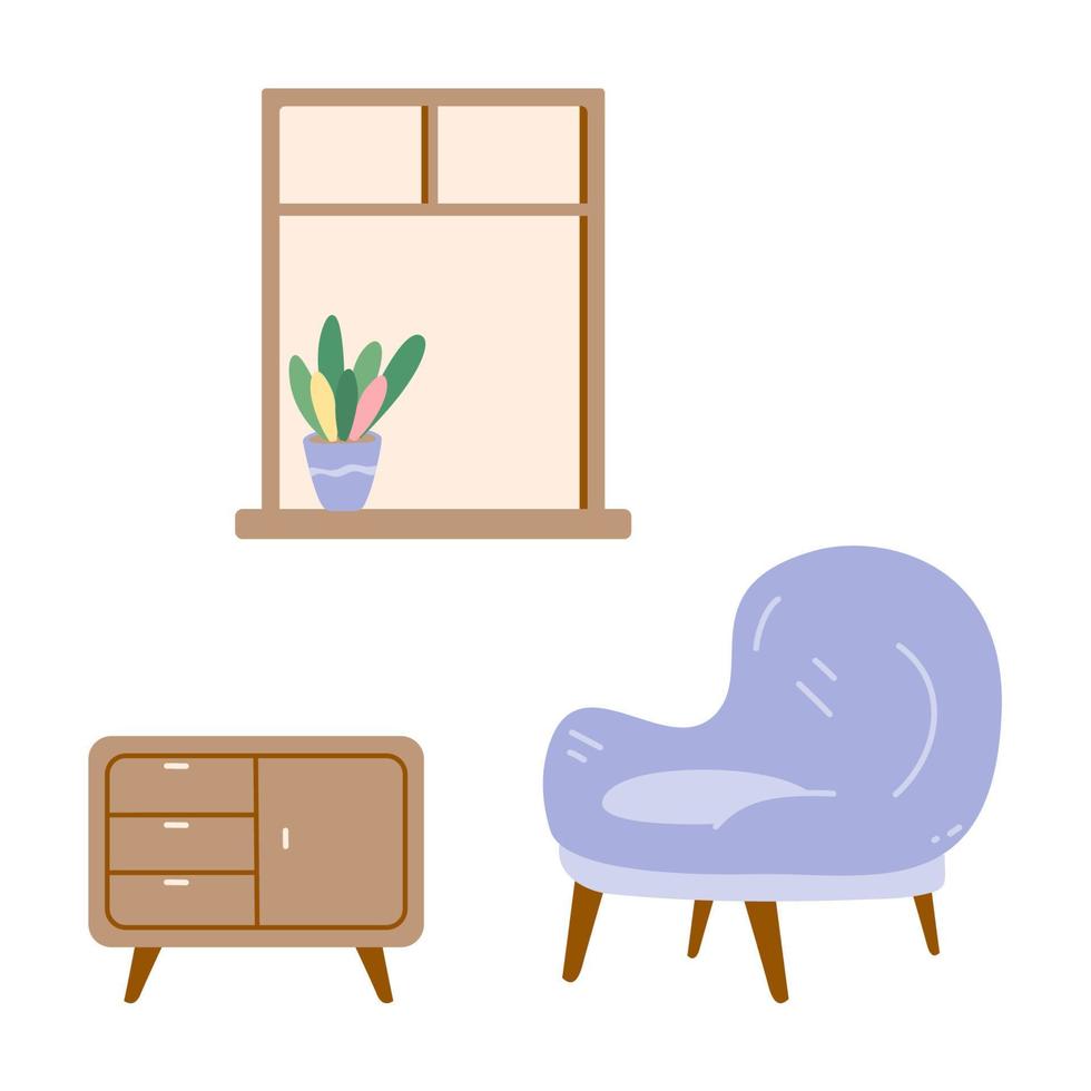 interiors with stylish comfy furniture vector