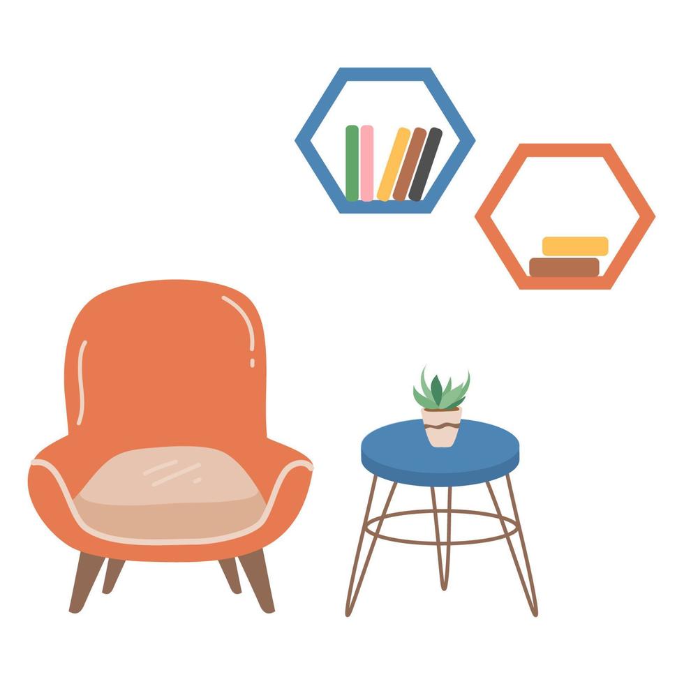living room interior vector