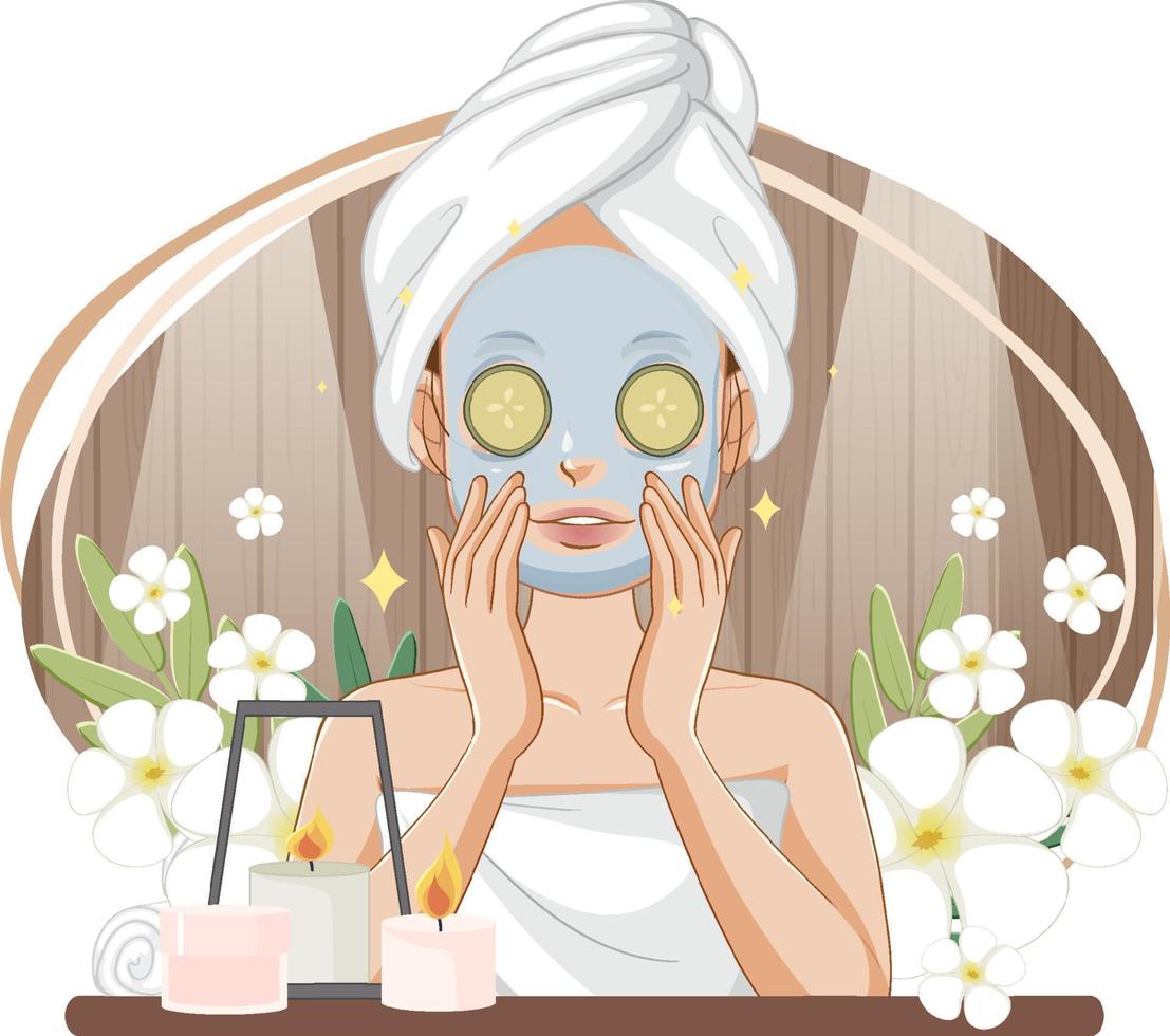 Woman with facial mask vector