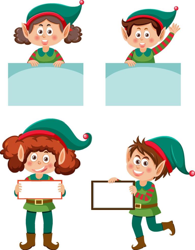 Christmas elves cartoon character collection vector