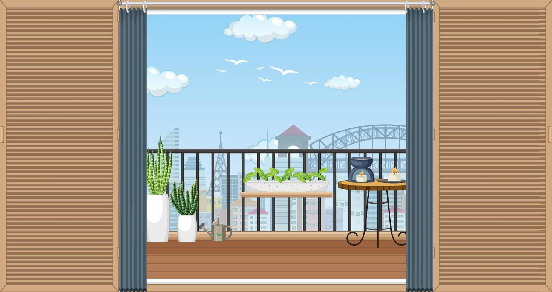 Interior of balcony scene template vector