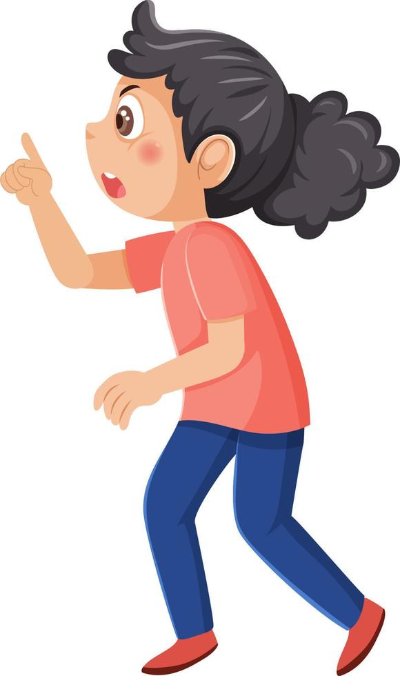 Side view of scowl girl standing vector