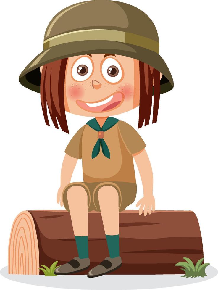 Cute girl wearing camping outfit vector