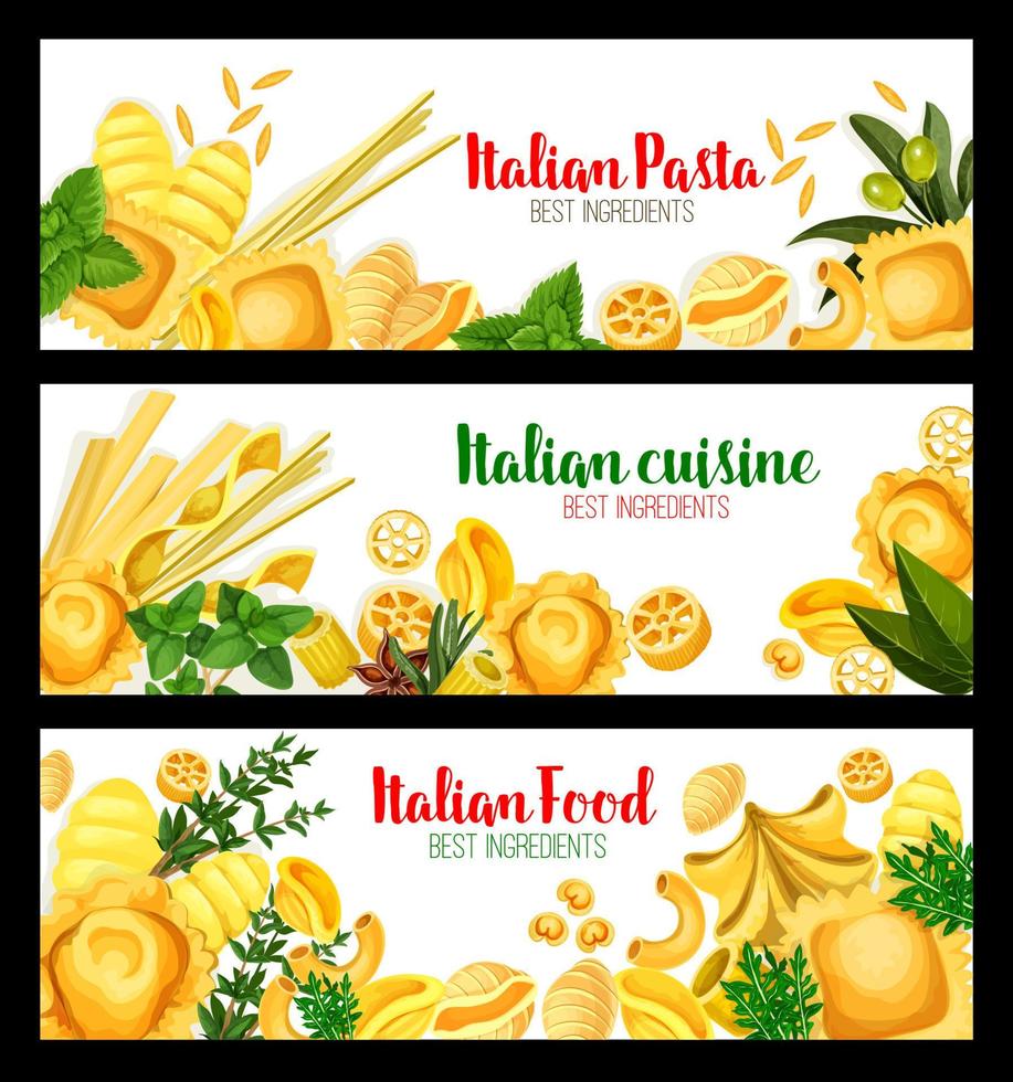 banners vectoriales para la cocina de pasta italiana vector