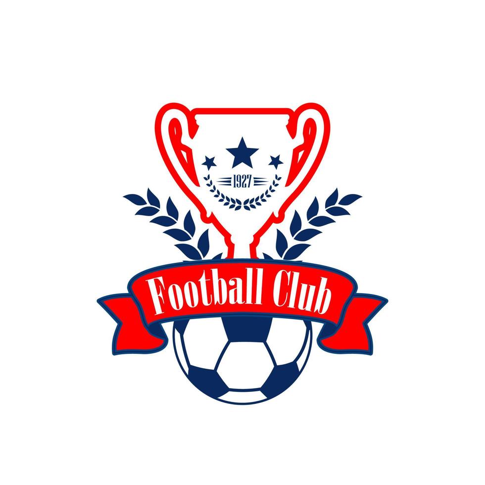 Vector football cup and ball of club heraldic icon