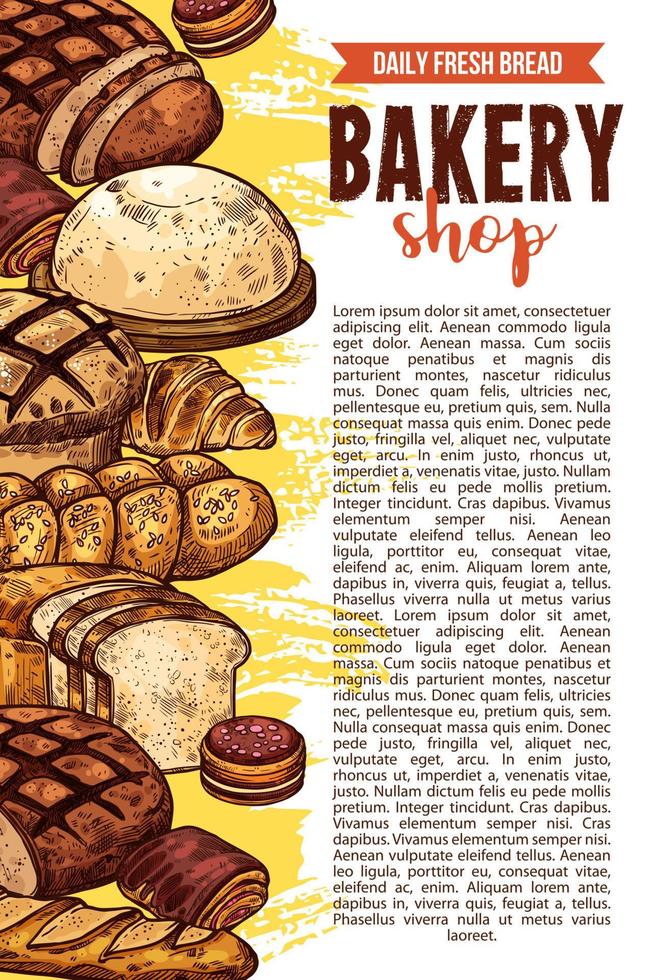 Vector sketch bakery shop bread poster