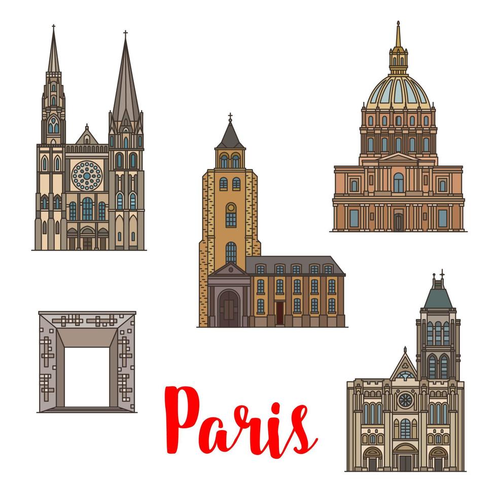 Paris travel landmark icon of French architecture vector