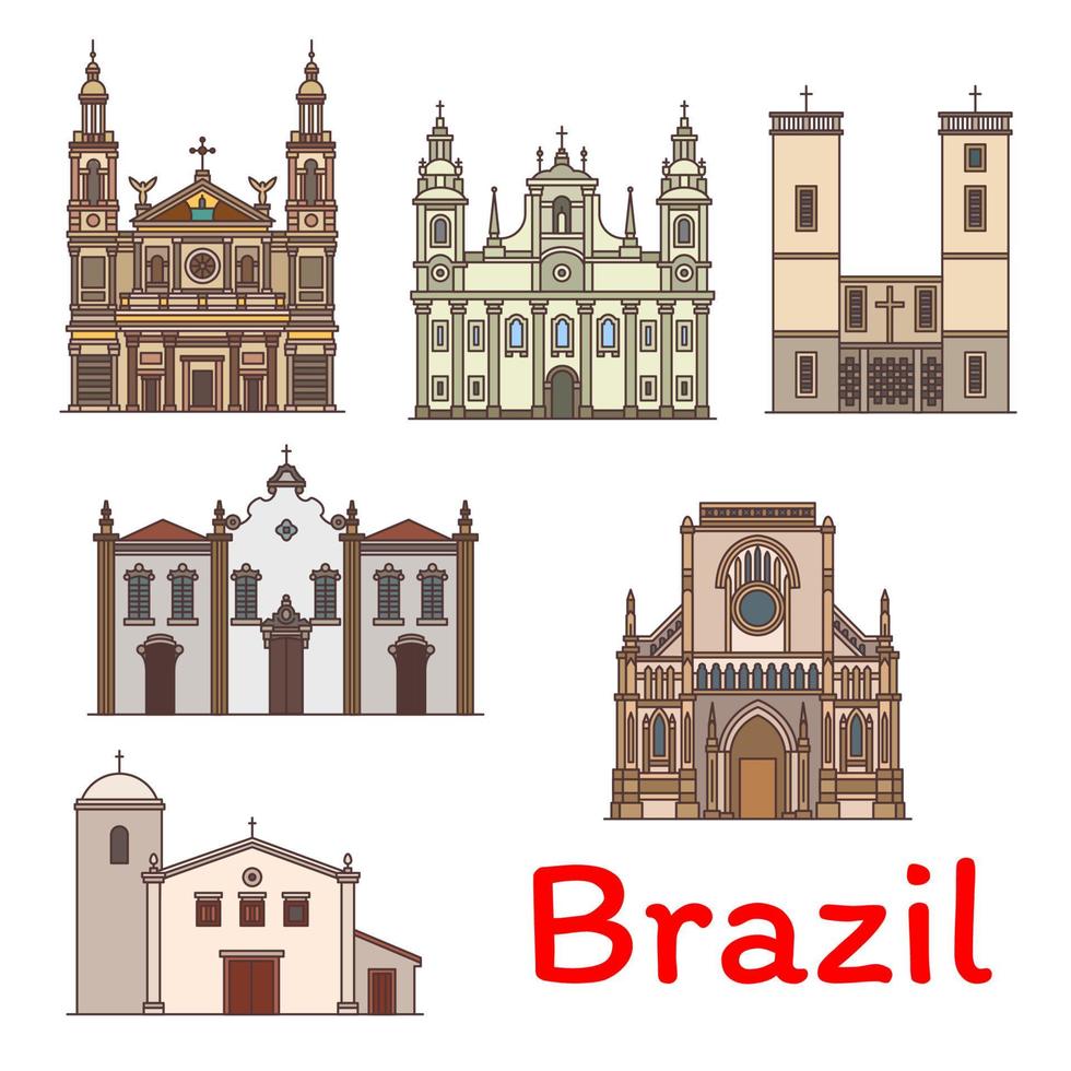 famoso punto de referencia de viajes de brasil icono de línea delgada vector