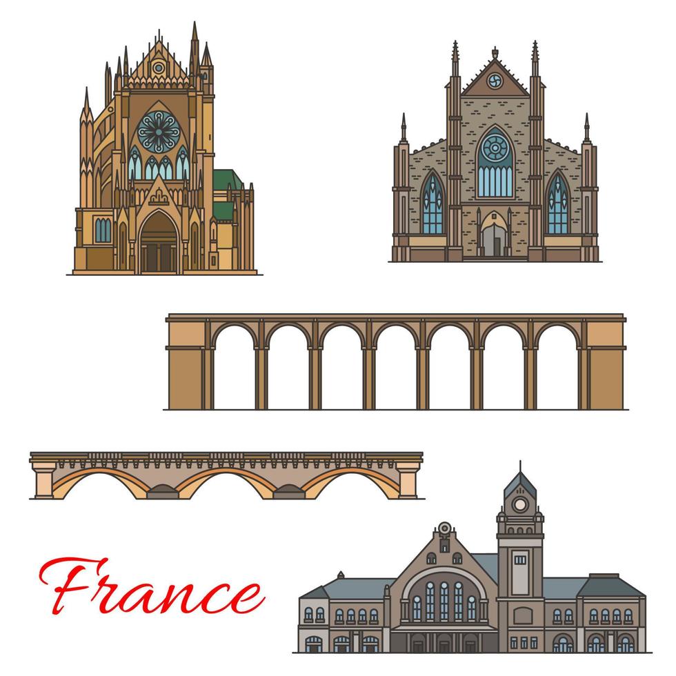 Travel landmark of France icon of old architecture vector