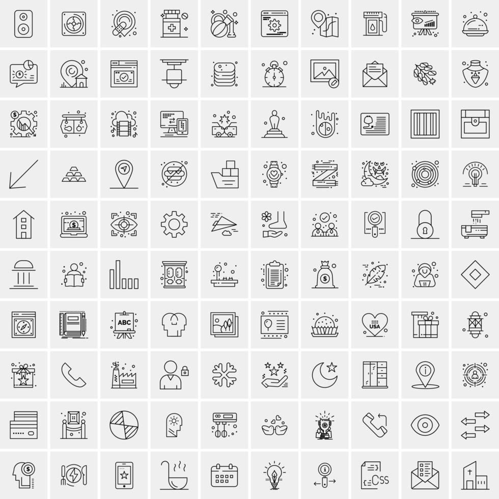 conjunto de 100 iconos de línea de negocios creativos vector