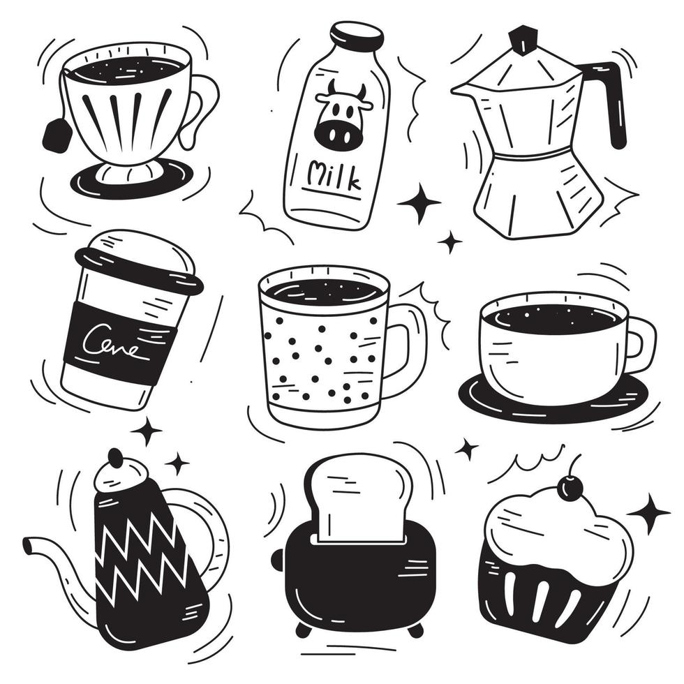 Vector illustration icon coffee . Hand drawn. Isolated background.