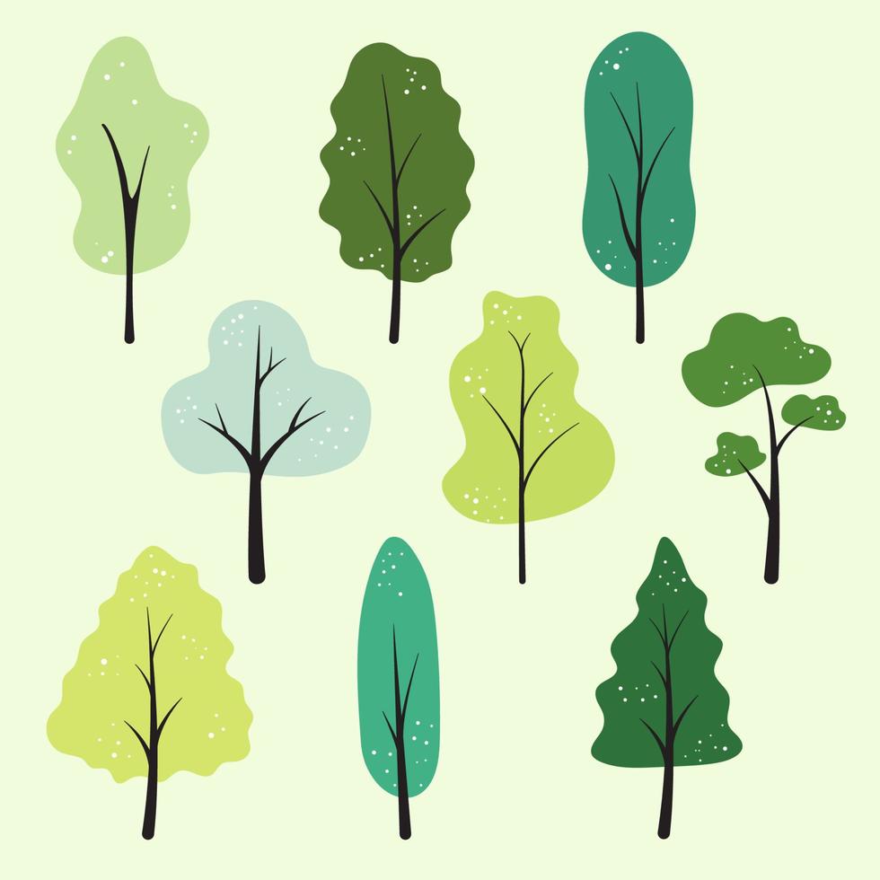 ilustración vectorial de un árbol en una forma simple. conjunto de iconos de árbol. aislar el fondo. vector