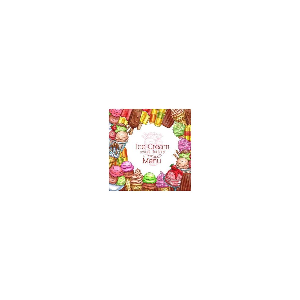 Vector ice cream desserts sketch menu poster