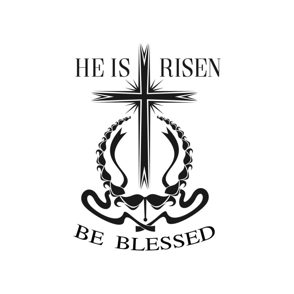 Happy Easter vector He is Risen cross icon