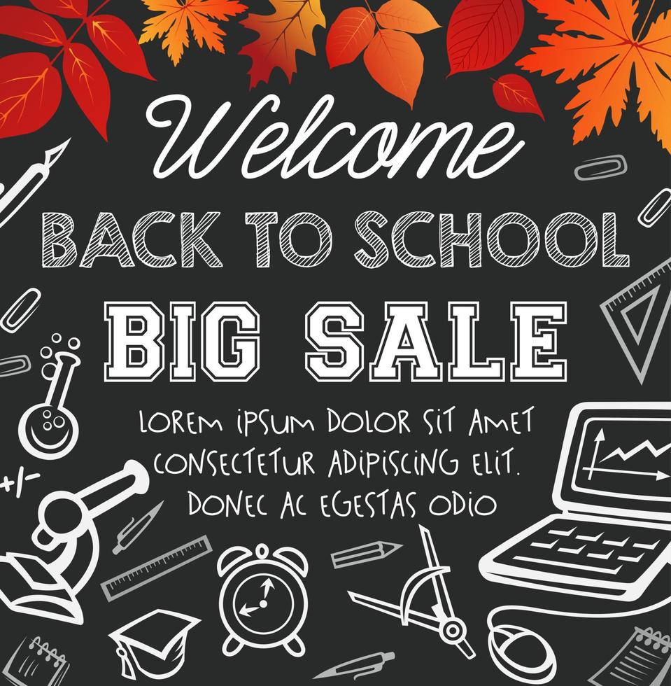 cartel de venta de otoño de vector de regreso a la escuela