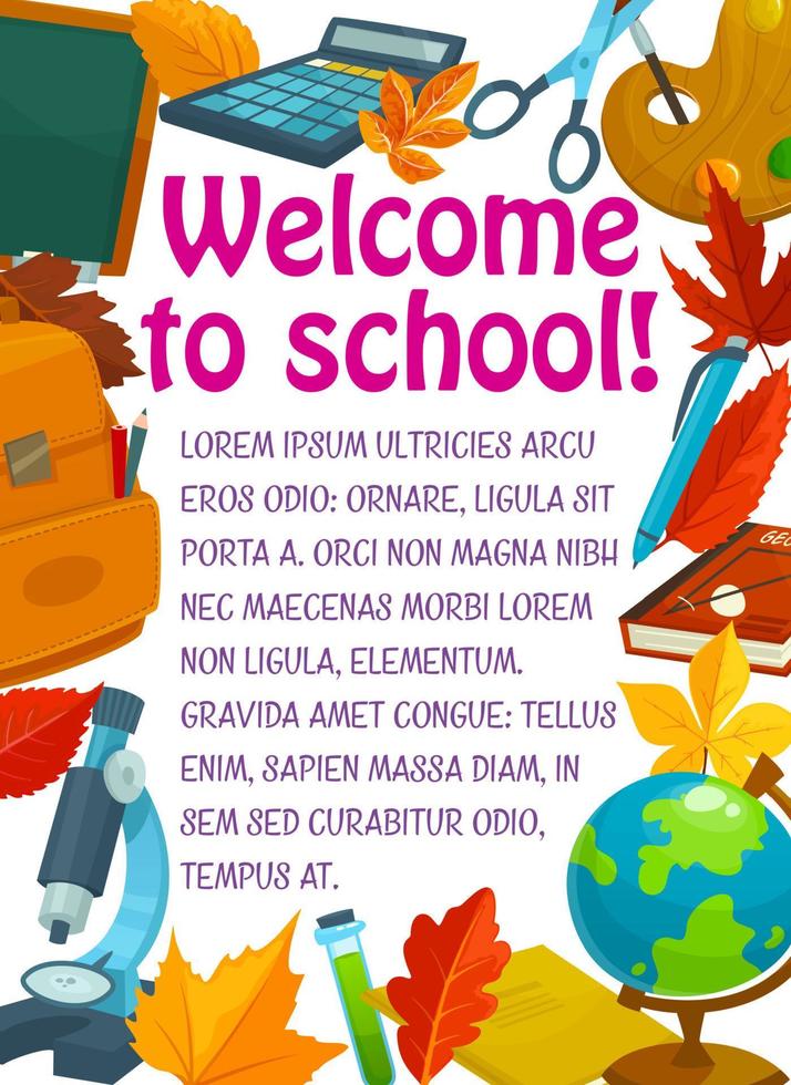 Back to School vector stationery education poster