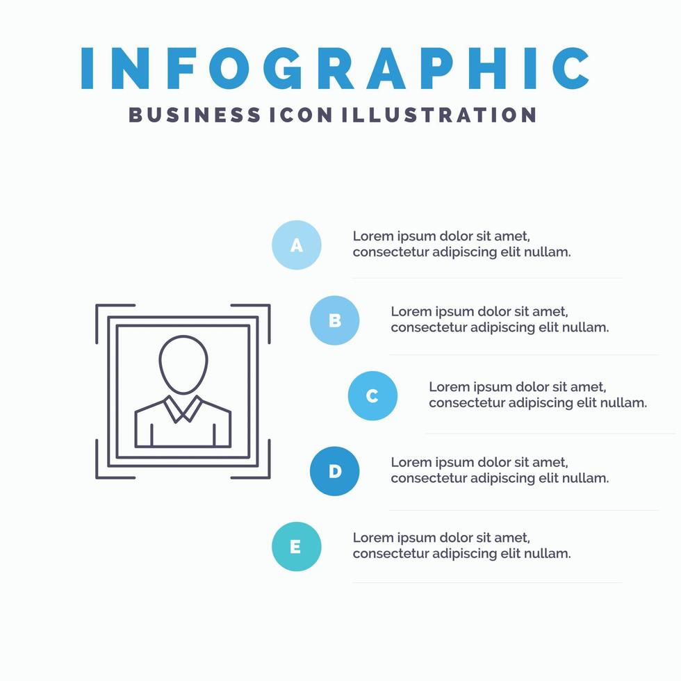 User User ID Id Profile Image Line icon with 5 steps presentation infographics Background vector