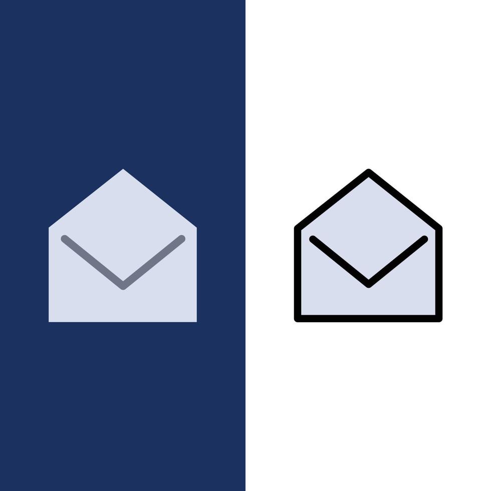 Business Mail Message Open  Icons Flat and Line Filled Icon Set Vector Blue Background