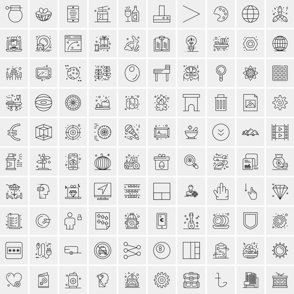 conjunto de 100 iconos de línea de negocios creativos vector