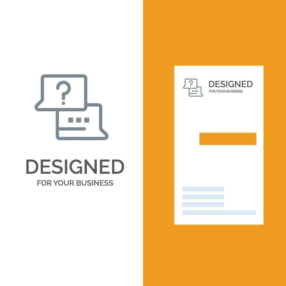 diseño de logotipo gris de chat de portátil de búsqueda de trabajo y plantilla de tarjeta de visita vector