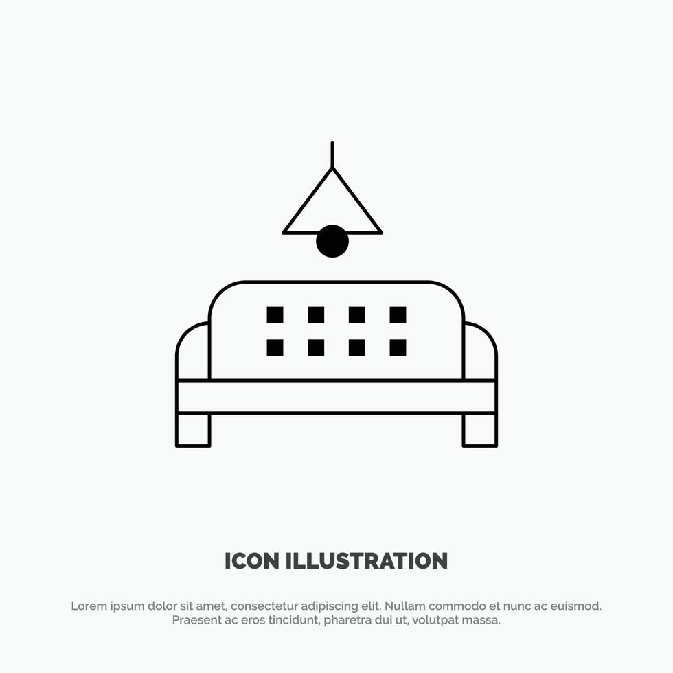 Sofa Furniture Lump Home Vector Line Icon