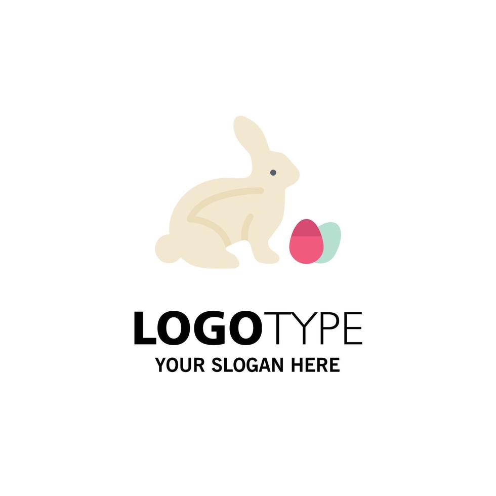 Rabbit Easter Baby Nature Business Logo Template Flat Color vector