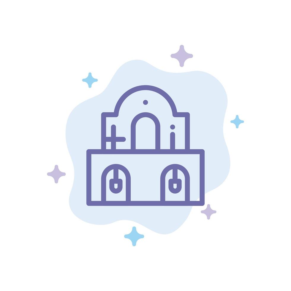 Building Christmas Church Easter Blue Icon on Abstract Cloud Background vector