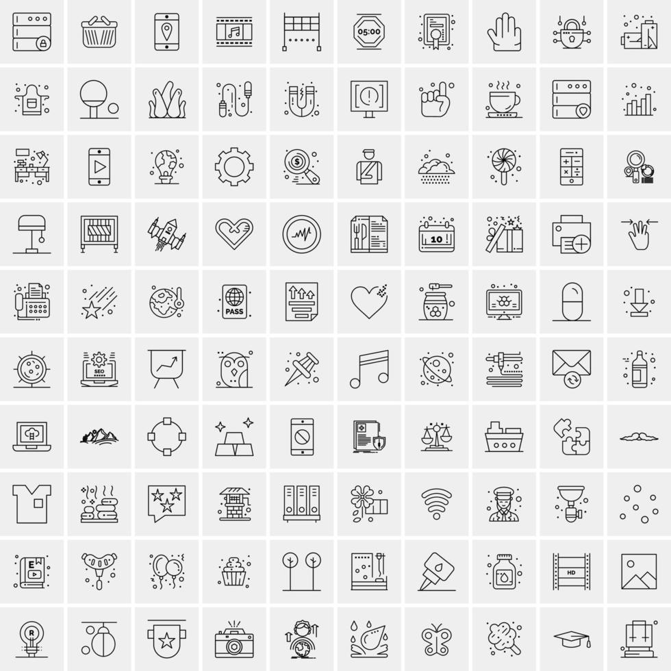 Pack of 100 Universal Line Icons for Mobile and Web vector