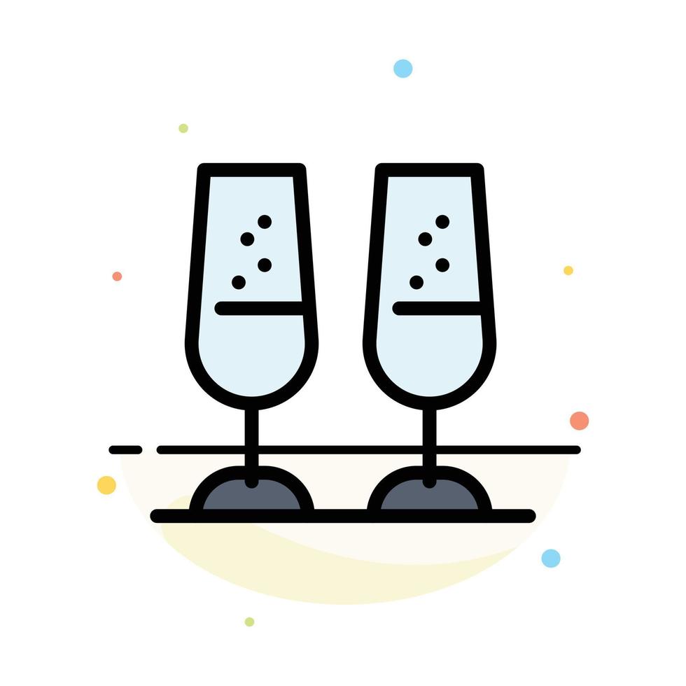 Celebration Champagne Glasses Cheers Toasting Abstract Flat Color Icon Template vector