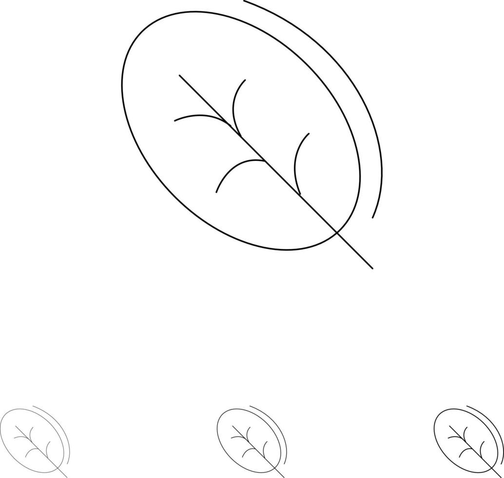 Ecology Leaf Nature Spring Bold and thin black line icon set vector