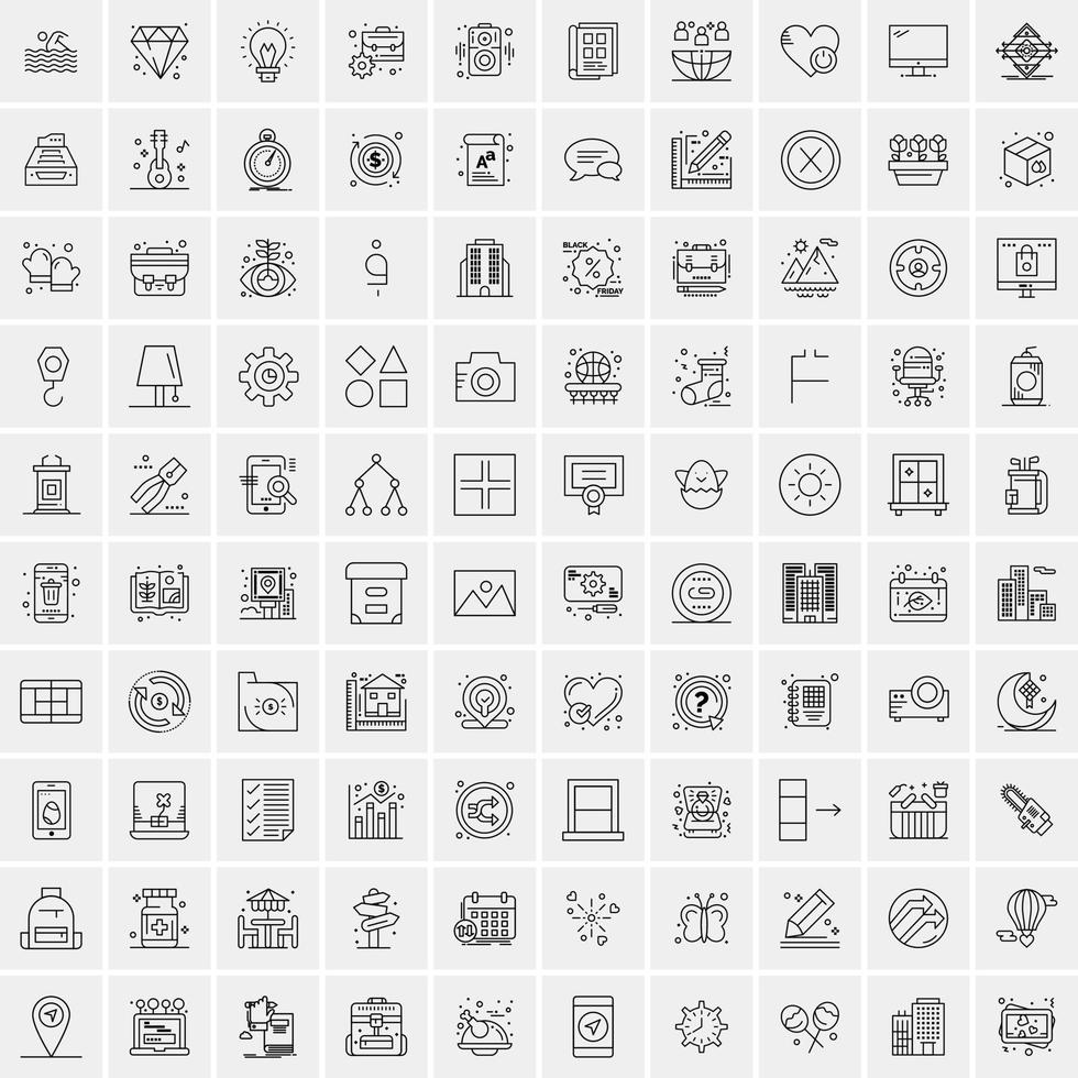 Pack of 100 Universal Line Icons for Mobile and Web vector