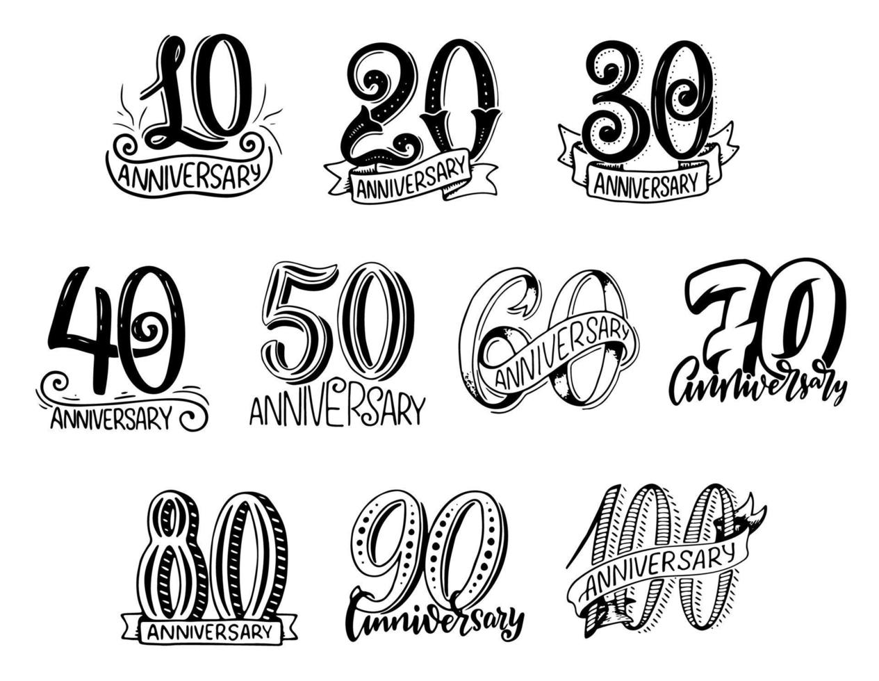 Vector anniversary year numbers vector lettering