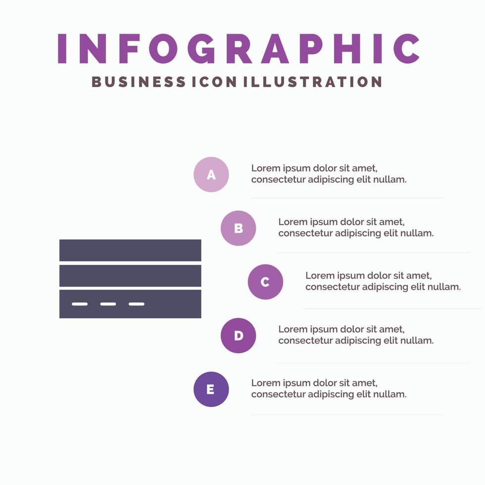 Business Card Credit Finance Interface User Solid Icon Infographics 5 Steps Presentation Background vector