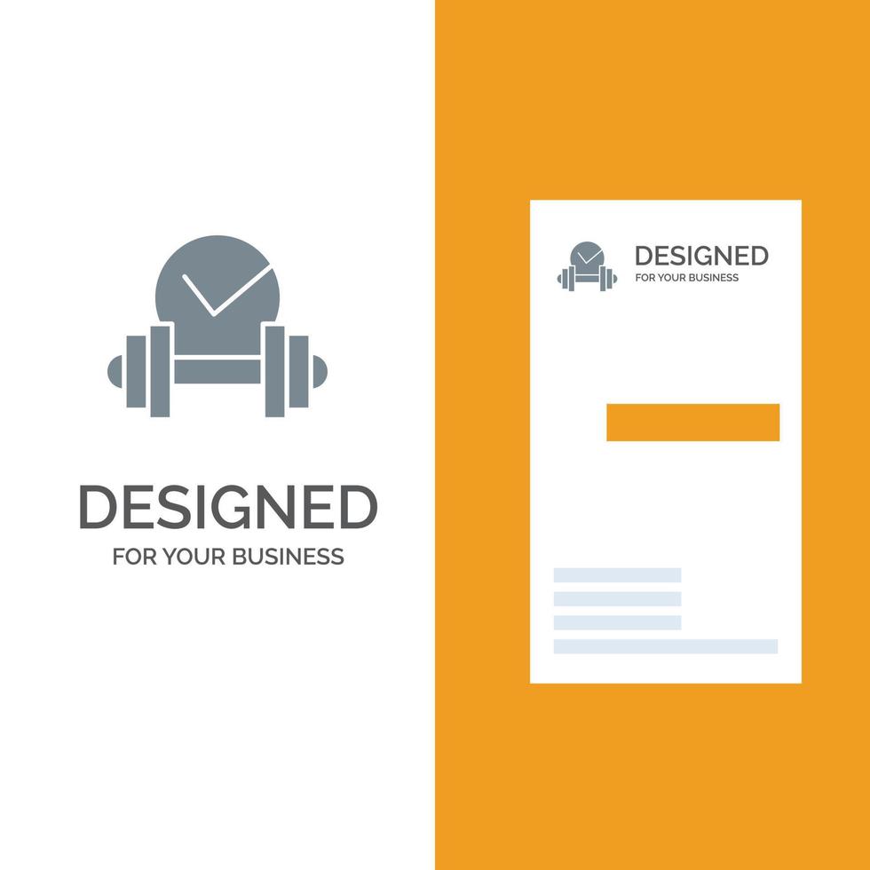 Dumbbell Healthcare Dumb Sport Grey Logo Design and Business Card Template vector