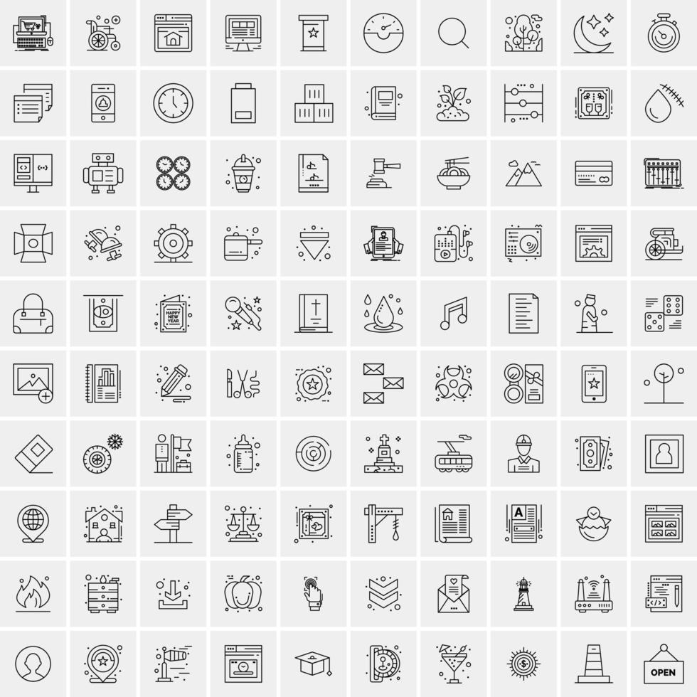 Pack of 100 Universal Line Icons for Mobile and Web vector