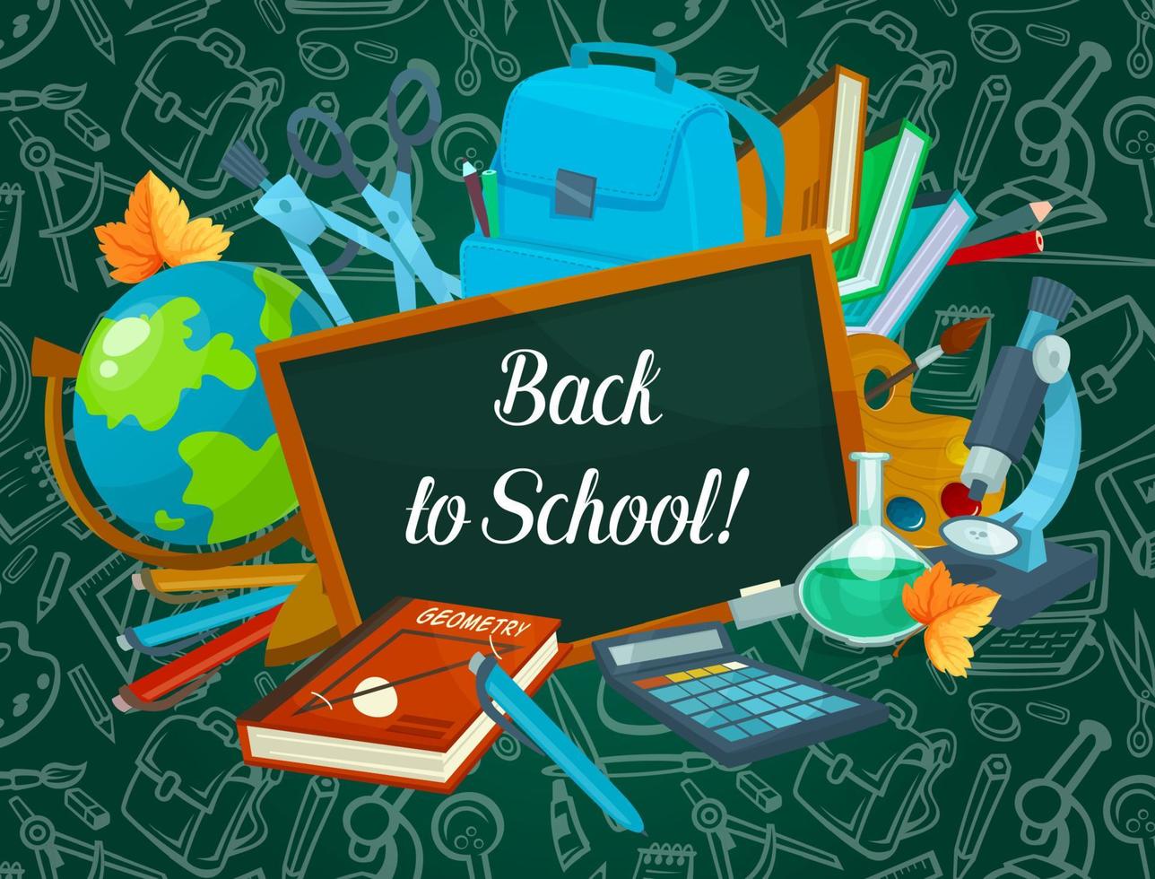 Back to School vector chalkboard pattern poster