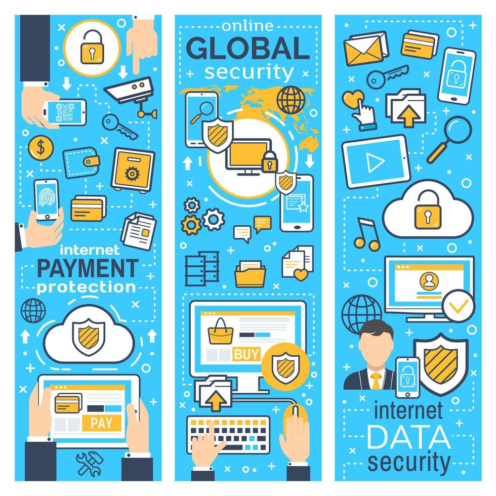 Internet security banner of data protection design vector