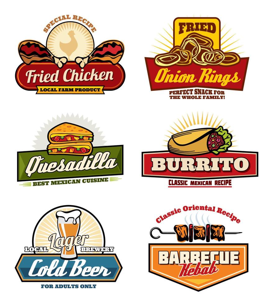 Vector fast food restaurant or bistro icons