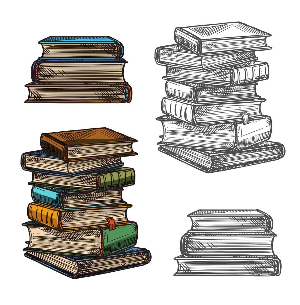 boceto de pila de libros para educación, diseño de literatura vector