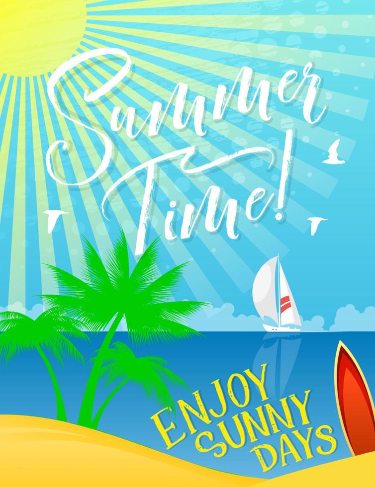 banner de vacaciones de verano para vacaciones y viajes por mar vector