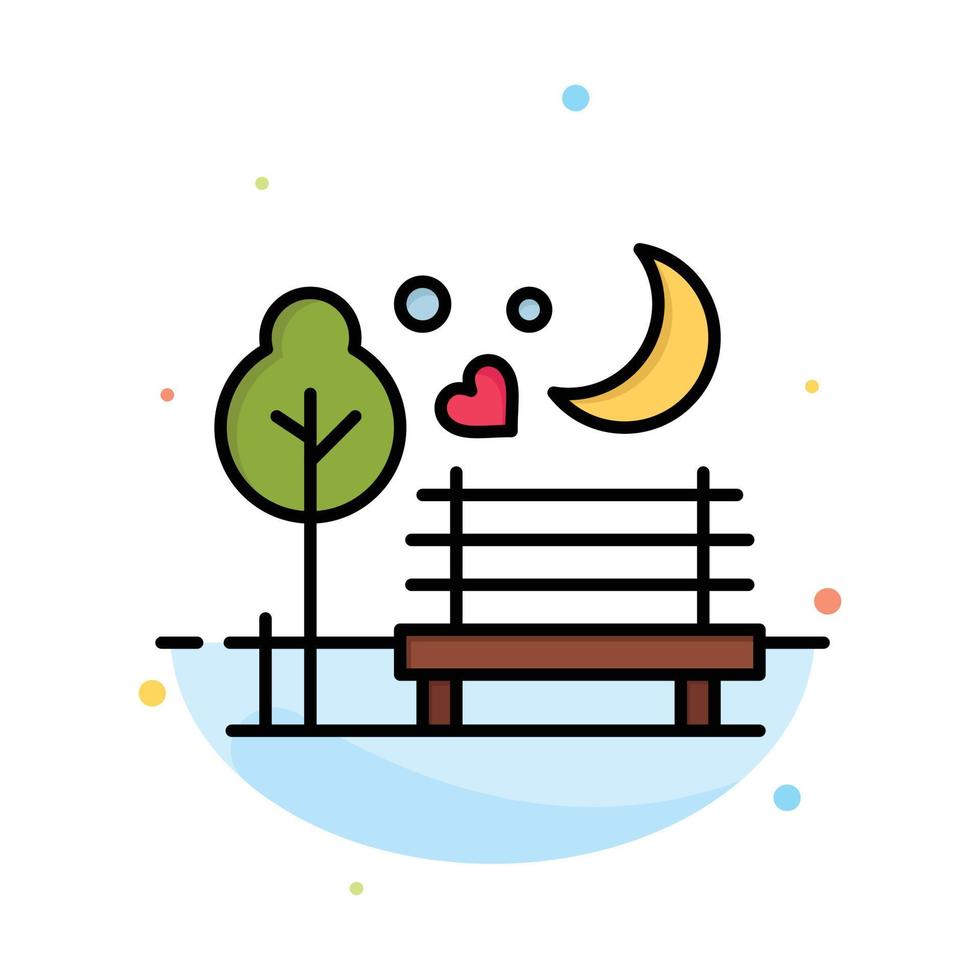 Night Moon Romance Romantic Park Abstract Flat Color Icon Template vector