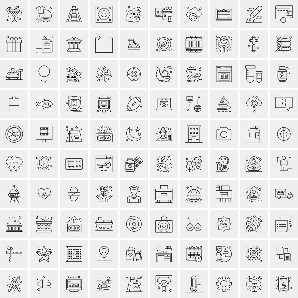 Pack of 100 Universal Line Icons for Mobile and Web vector