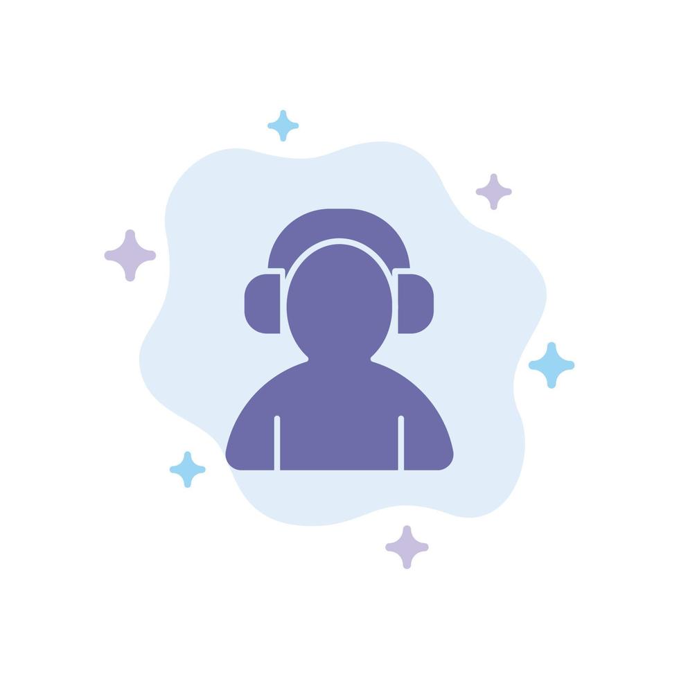 Avatar Support Man Headphone Blue Icon on Abstract Cloud Background vector